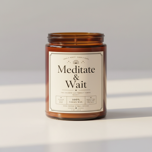Meditate & Wait Candle on Amber Jar