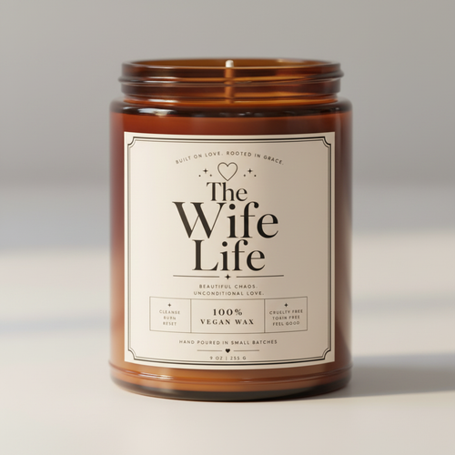 The Wife Life Candle on Amber Jar